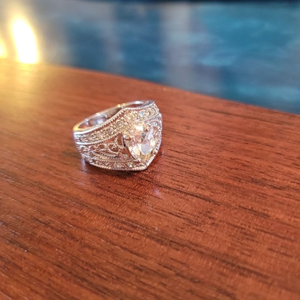 Silver Cocktail Ring, sz 6